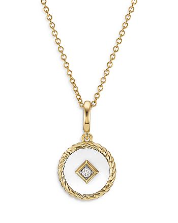 David Yurman - Cable Collectibles Enamel Charm Necklace with 18K Yellow Gold and Diamond, 16"