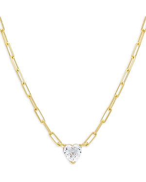 Adinas Jewels Mini Heart Paper Clip Pendant Necklace, 16 In Gold