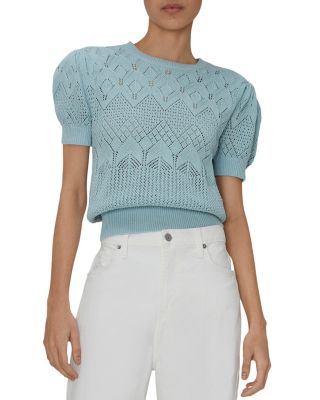 7 For All Mankind - Puff Sleeve Pointelle Knit Sweater