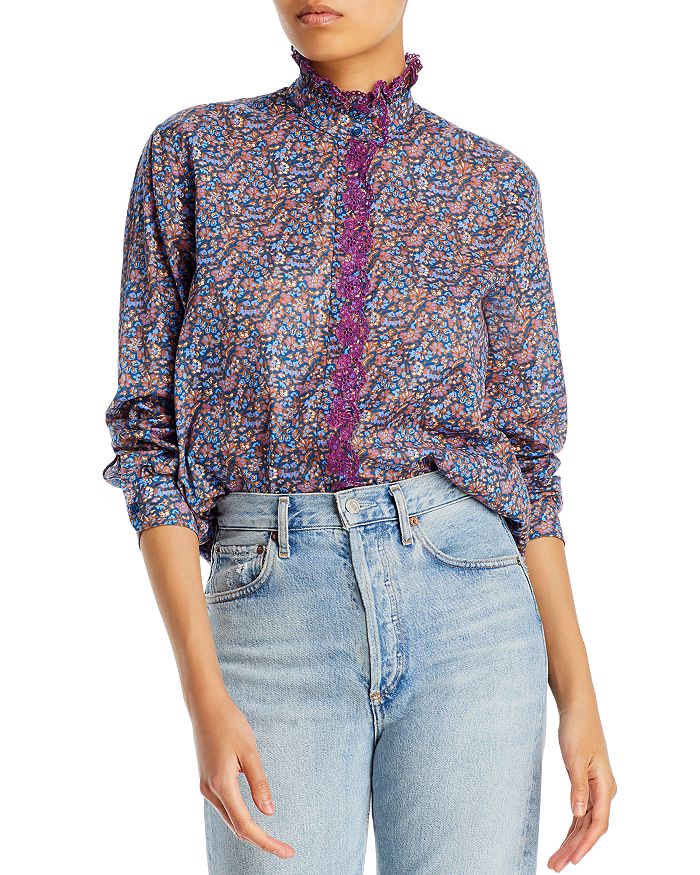 VANESSA BRUNO Sidney Printed Ruffle Shirt Bloomingdale's