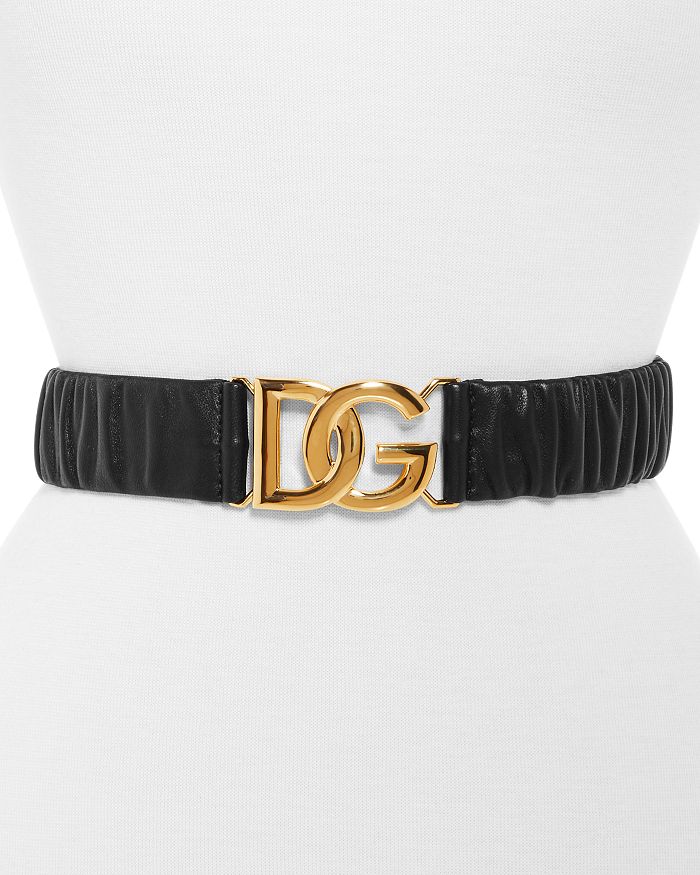 Dolce & Gabbana - Women's Logo Buckle Ruched Leather Belt