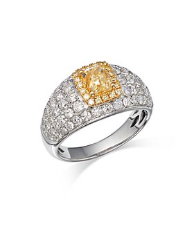 Bloomingdale's - Yellow & White Diamond Cushion-Cut Statement Ring in 14K White & Yellow Gold - 100% Exclusive