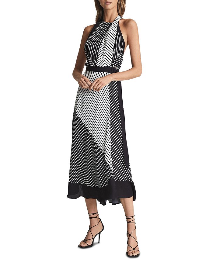 REISS Ila Striped Halter Dress Bloomingdale s