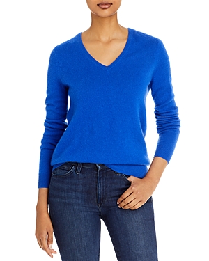 C By Bloomingdale's Cashmere C By Bloomingdale's V-neck Cashmere Sweater - 100% Exclusive In Tidal Blue