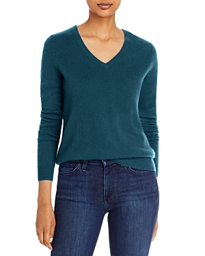 C By Bloomingdale's Cashmere C By Bloomingdale's V-neck Cashmere Sweater - 100% Exclusive In Heather Spruce