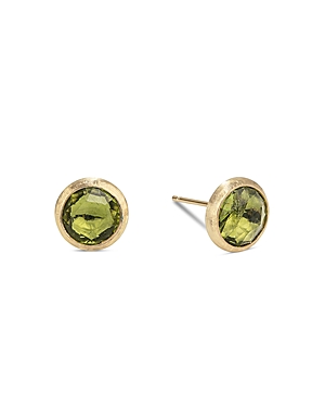 Shop Marco Bicego 18k Yellow Gold Jaipur Color Peridot Stud Earrings In Green/gold