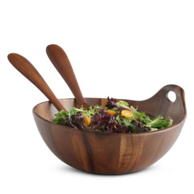 Wood Salad Bowl with Servers