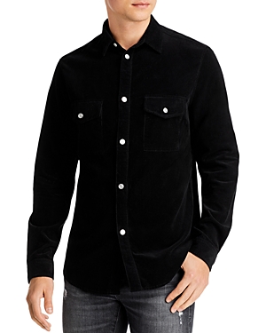 Frame Long Sleeve Corduroy Button-up Shirt In Noir