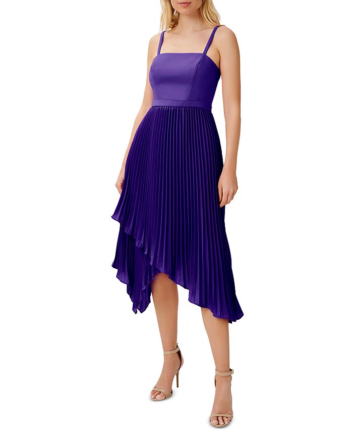 Aidan by Aidan Mattox Pleated Asymmetrical Hem Dress | Bloomingdale's