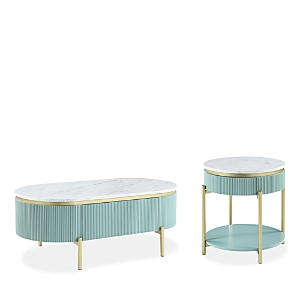 Furniture Of America Campbell 2 Piece Coffee Table Set In Teal