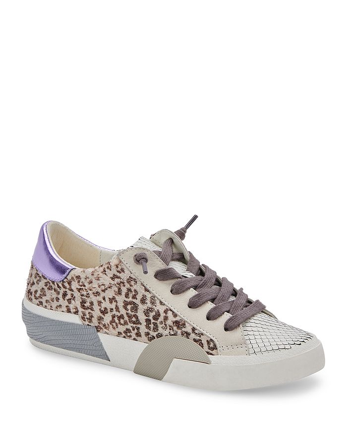 Dolce Vita Zina Sneaker In White Leapord Calf Hair