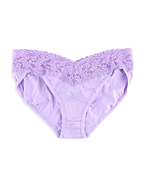 Hanky Panky Cotton With A Conscience Lace V-kini In French Lavender