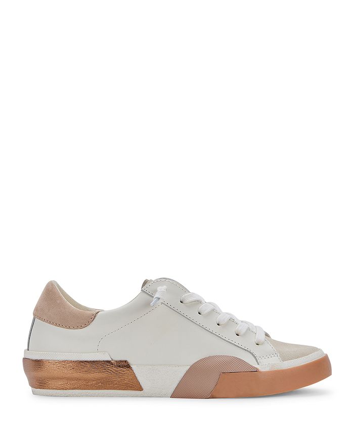 Shop Dolce Vita Women's Zina Low Top Sneakers In White/tan Leather