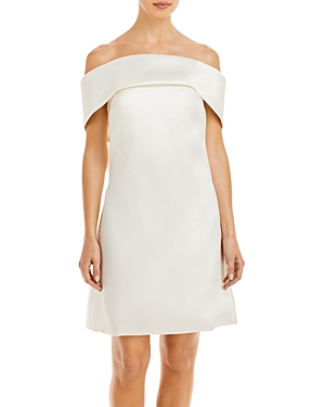 Shop Amsale Off The Shoulder Shift Dress In Ivory