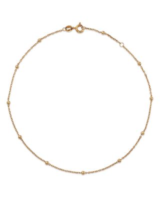 Moon & Meadow - 14K Yellow Gold Polished Ball Chain Link Ankle Bracelet - Exclusive