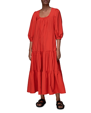 Shop Whistles Nelly Cotton Trapeze Dress In Red
