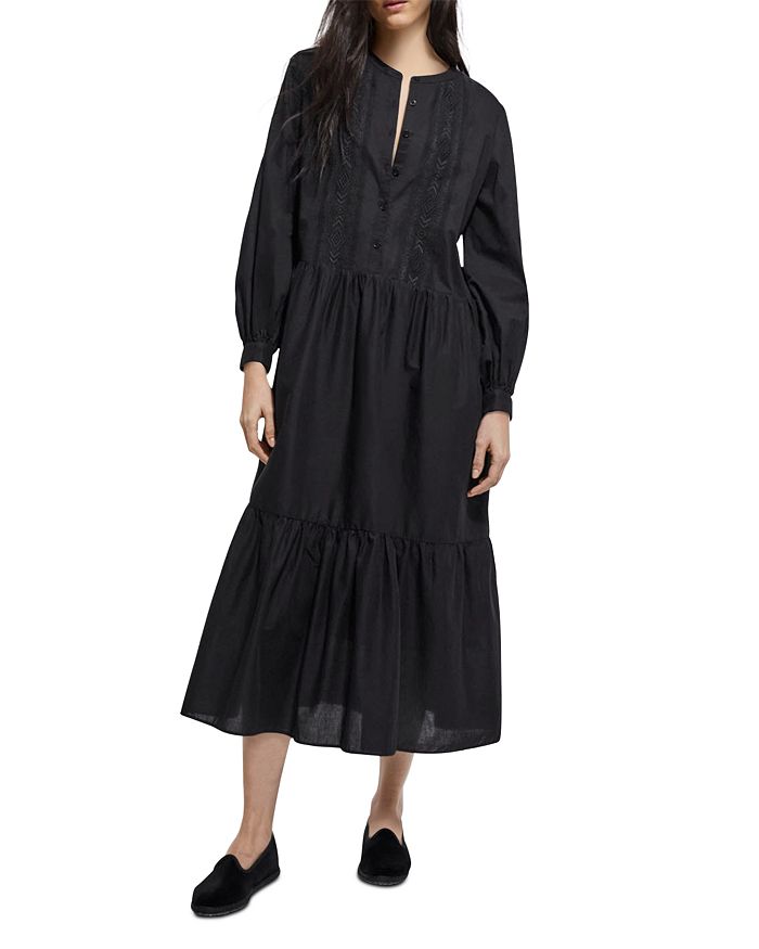 The Kooples Embroidered Cotton Voile Midi Dress | Bloomingdale's
