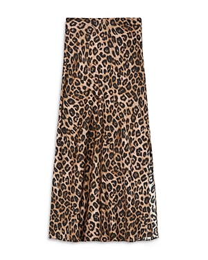 Shop The Kooples Silk Leopard Print Skirt
