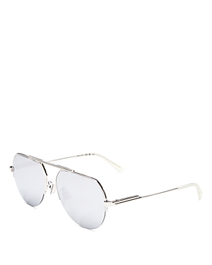 Bottega Veneta Unisex Brow Bar Aviator Sunglasses, 58mm