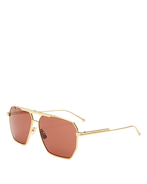 Bottega Veneta Brow Bar Square Sunglasses, 60mm In Gold/red