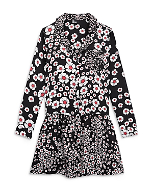 The Kooples Mixed Floral Button Front Mini Dress In Black