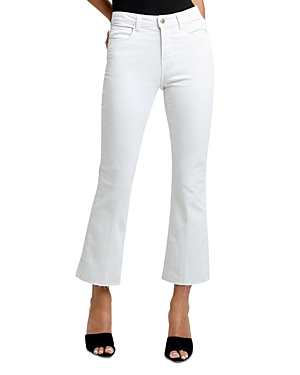 Shop L Agence L'agence Kendra High Rise Crop Flare Jeans In Vintage White