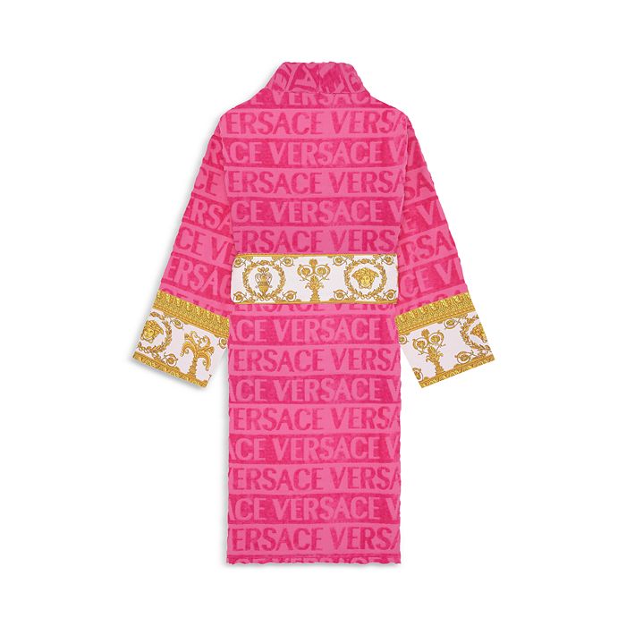 Versace I Heart Baroque Cotton Bath Robe In Fuschia