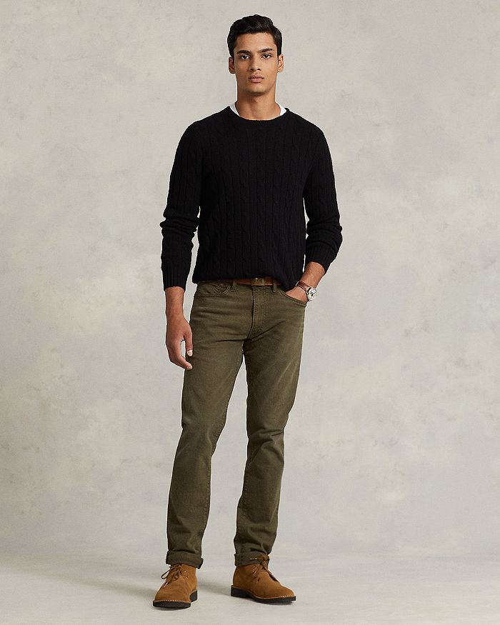 Polo Ralph Lauren Cable Knit Crew Neck Sweater In Polo Black