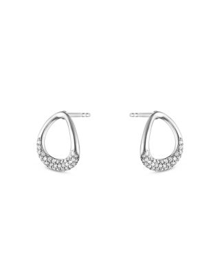 Georg Jensen - Sterling Silver Offspring Pav&eacute; Diamond Stud Earrings