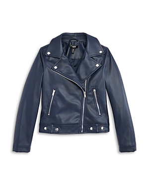 Aqua Girls' Faux Leather Jacket, Big Kid - 100% Exclusive In Navy