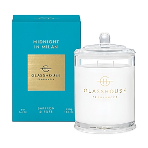 Shop Glasshouse Fragrances Midnight In Milan Saffron & Rose Candle, 13.4 Oz. In Blue