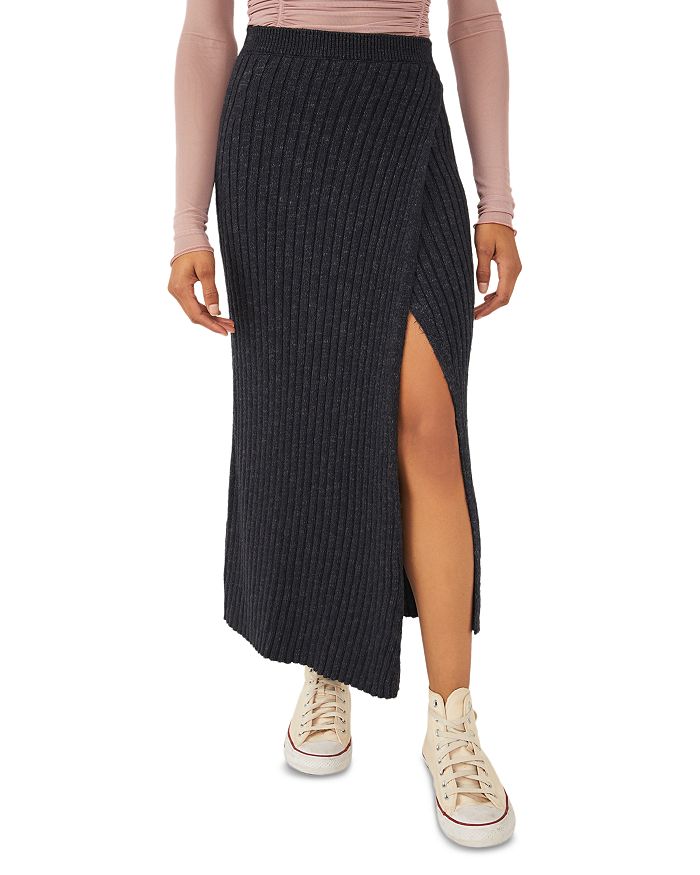 Free People Better Days Ribbed Faux Wrap Maxi Skirt | Bloomingdale's