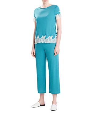 Natori Luxe Shangri-la Pajama Set In Heather Vivid Teal