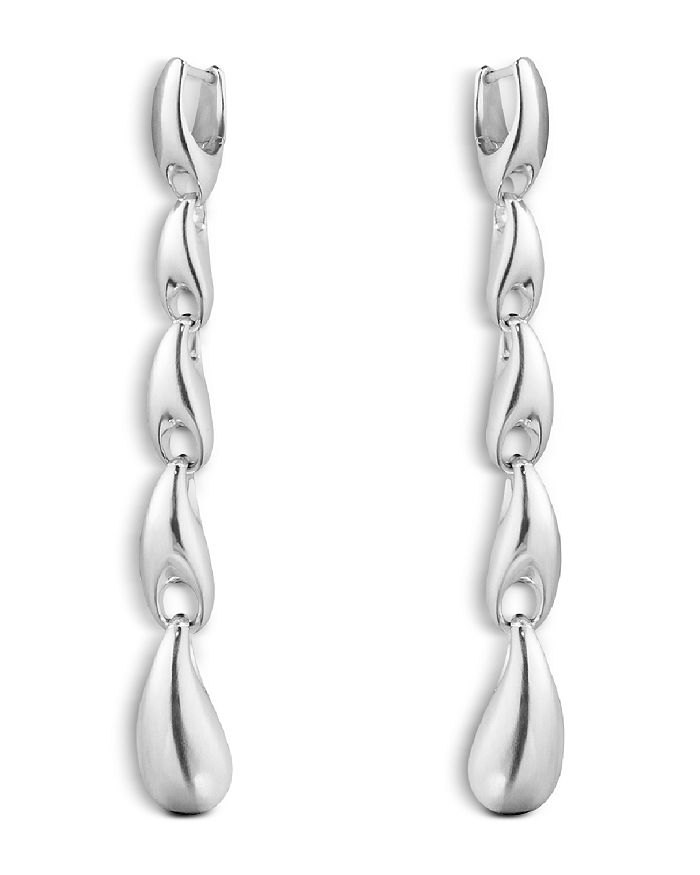 Georg Jensen Sterling Silver Reflect Polished Link Long Drop Earrings ...
