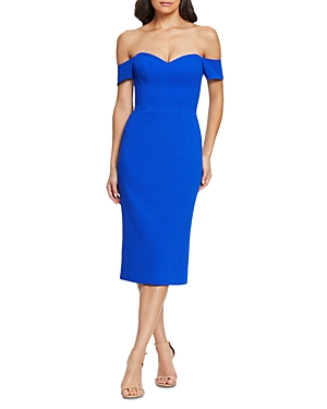 Dress The Population Bailey Off The Shoulder Body-con Dress In Electric Blue