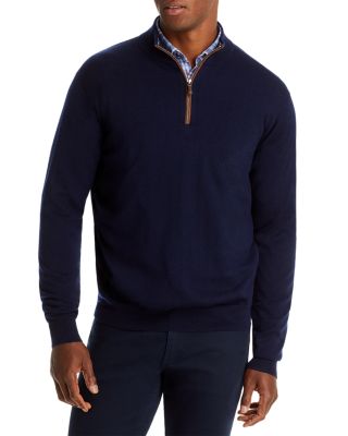 Peter Millar Crown Soft Quarter Zip Merino Wool Blend Pullover In Navy