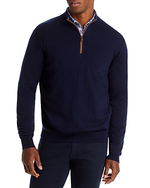 Peter Millar Crown Soft Quarter Zip Merino Wool Blend Pullover In Navy