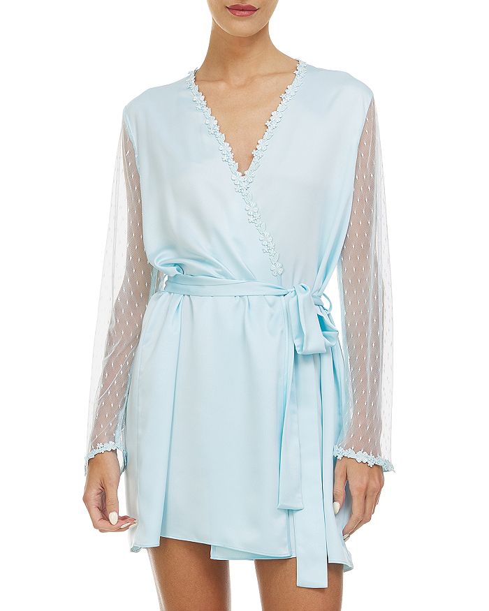 Flora Nikrooz Showstopper Charmeuse Cover-up Robe In Light Blue | ModeSens