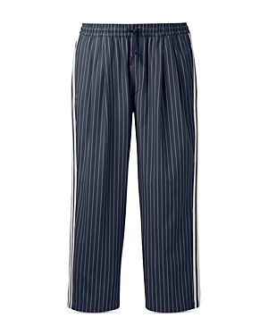 Adidas X Noah Regular Fit Striped Trousers In Night Navy White