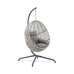 Sparrow & Wren Lorelei Indoor/outdoor Wicker Hanging Egg Chair In Gray