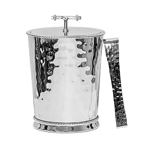 Shop Juliska Graham Lidded Ice Bucket With Tongs In Silver Metal