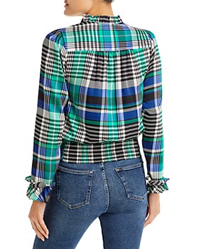 Womens Clothing Tops Blouses Karl Lagerfeld Synthetic Print Pussycat Bow Blouse in Blue 
