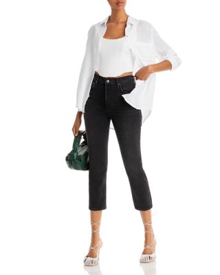 Riley High Rise Cropped Straight Jeans in Panoramic
