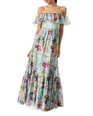 ALICE AND OLIVIA ALICE AND OLIVIA TEMPIE RUFFLED OFF-THE-SHOULDER DRESS