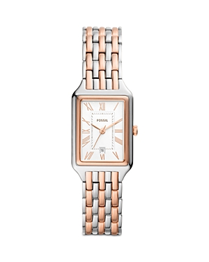 Fossil Women's Raquel Two-tone Stainless Steel Bracelet Watch, 23mm In White/rose Gold