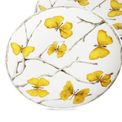 Butterfly Ginkgo Gold Tidbit Plates, Set of 4