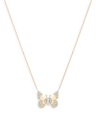 Adina Reyter - 14K Yellow Gold Enchanted Diamond Butterfly Pendant Necklace, 16"