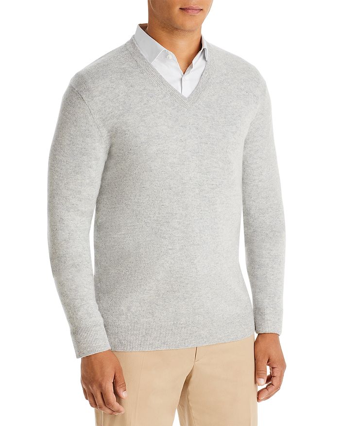The Men's Store At Bloomingdale's Cashmere V-neck Sweater - 100% Exclusive In Dove Grey