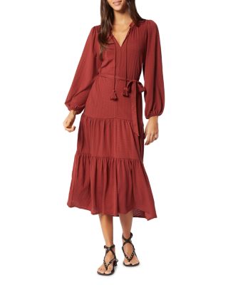 Joie Mulberry Tiered Midi Dress In Russet Brown | ModeSens