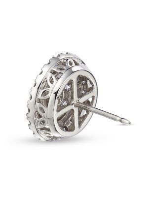 Diamond Cluster Stud Earrings in 14K White Gold, 2.50 tcw 